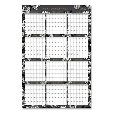 Blue Sky® Baccara Dark Laminated Erasable Wall Calendar, Floral Artwork, 36 X 24, White-black Sheets, 12-month (jan-dec): 2022 freeshipping - TVN Wholesale